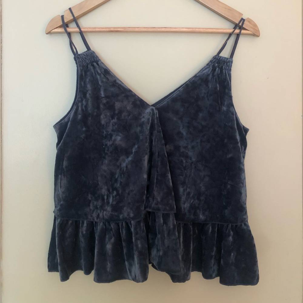American Eagle Navy Blue Velvet Top